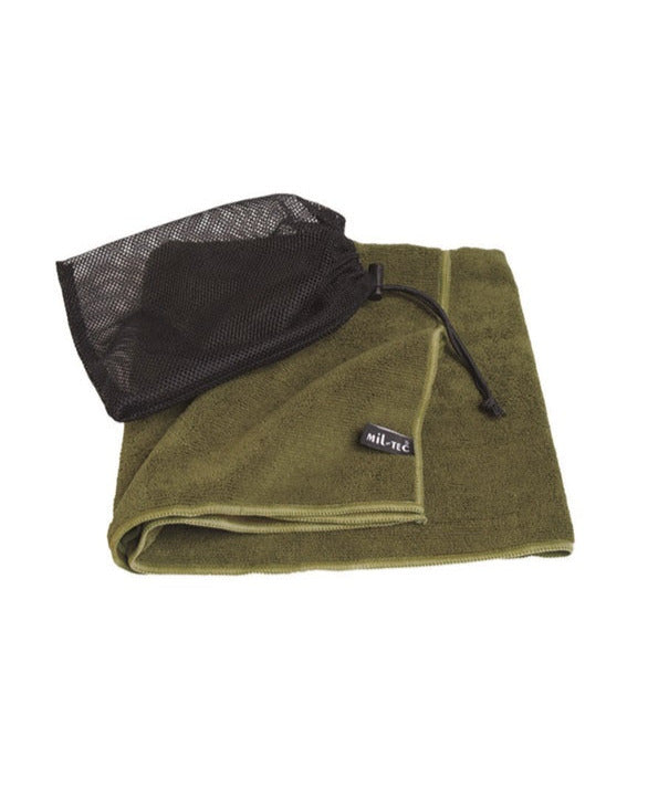 Microfiber handdoek oliv 100x50cm voor noodpakket