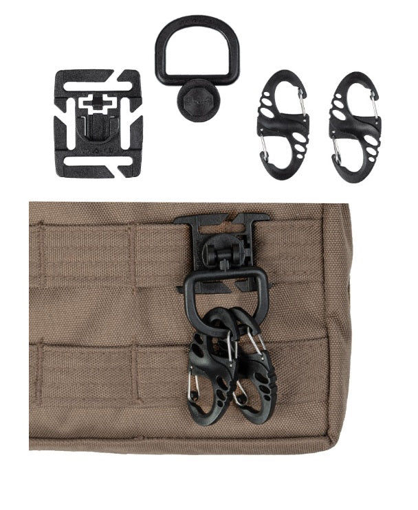 Set tactische karabijnhaken Molle bevestiging zwart
