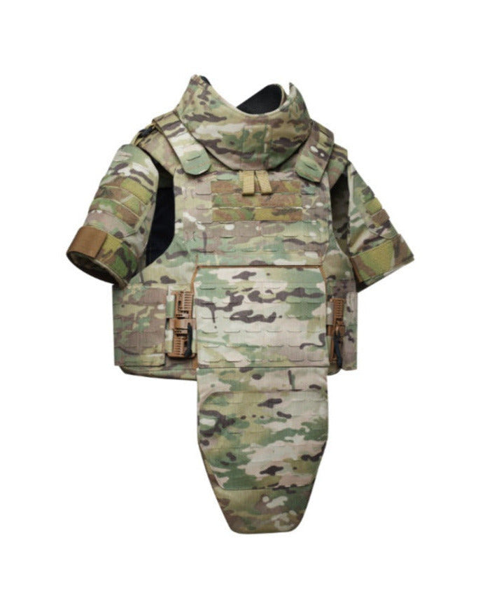 Multicam militaire scherf en kogelwerende lasercut vest 3a met extra nek,schouder, bovenarm en lies bescherming