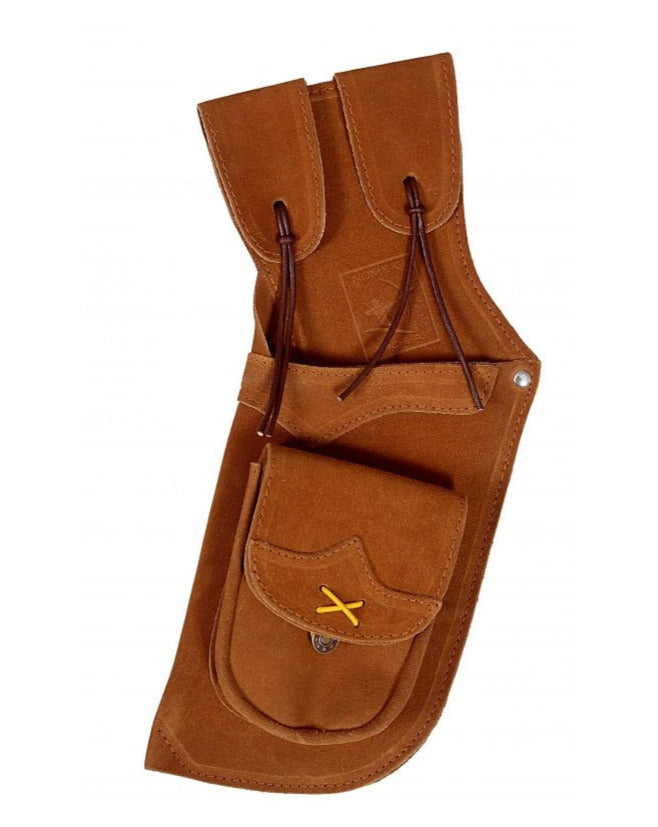LH pijlenkoker traditionele heup field quiver geelbruin leer