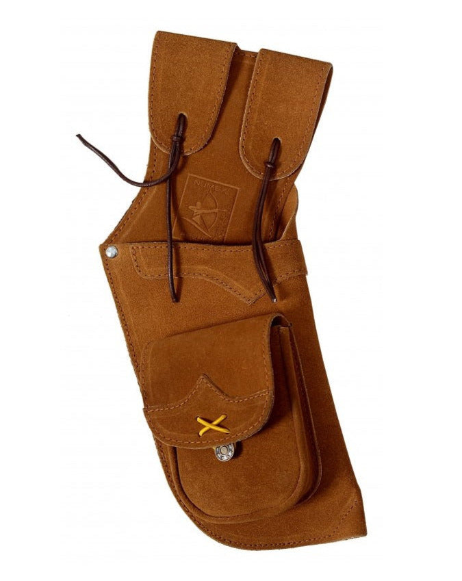 RH pijlenkoker traditionele heup field quiver geelbruin leer