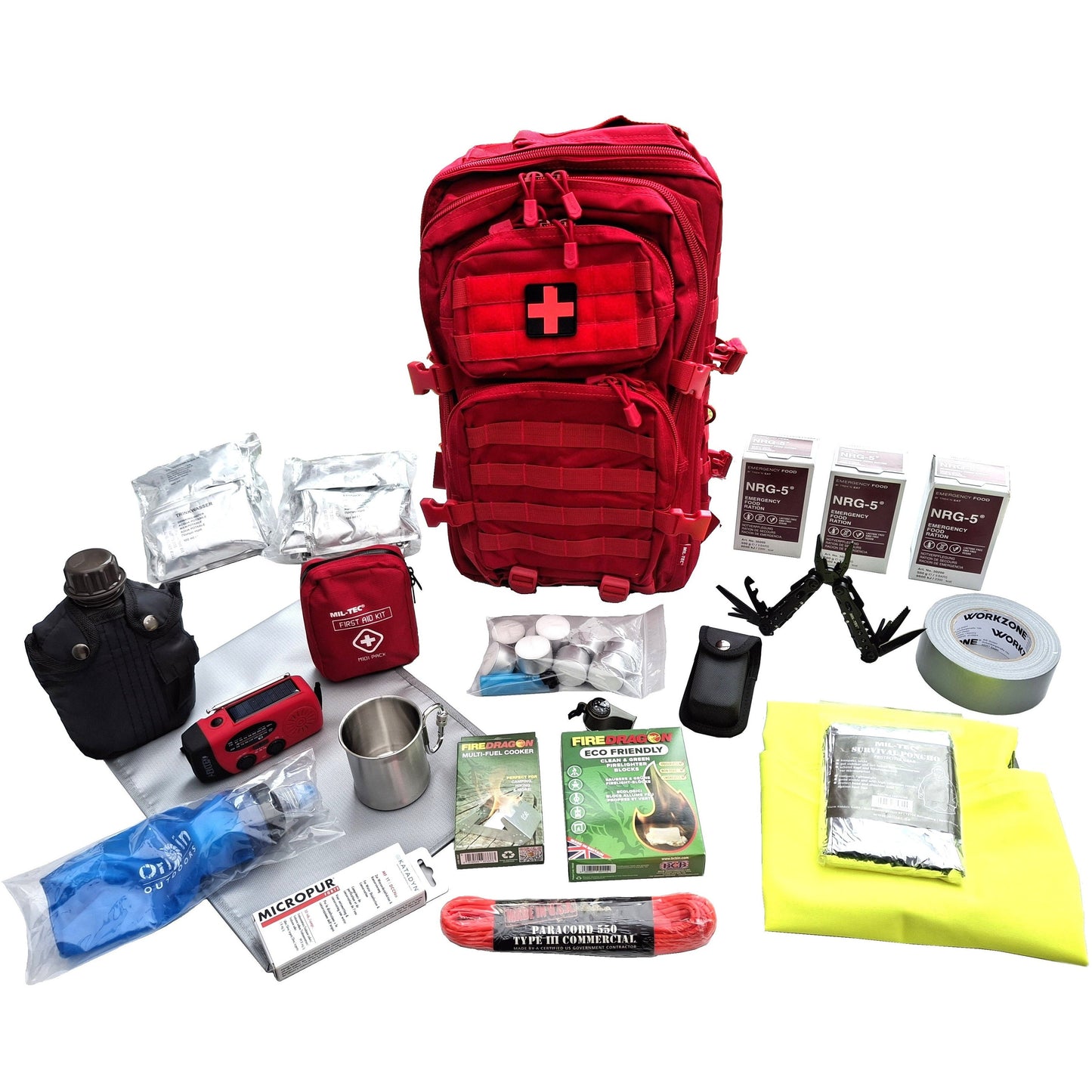 Alternatief rode noodpakket rugzak met kruis 72 uur survival