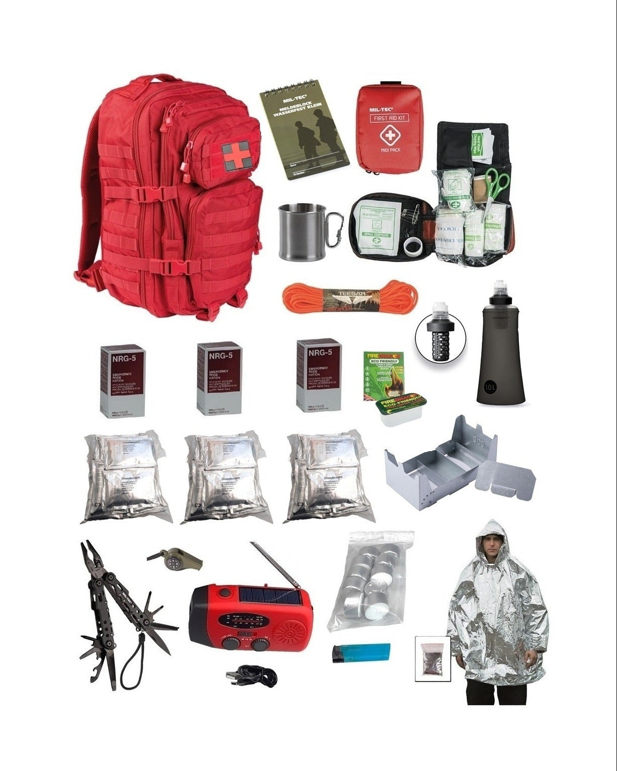 Rode noodrugzak noodpakket met kruis 72 uur overleven 2026