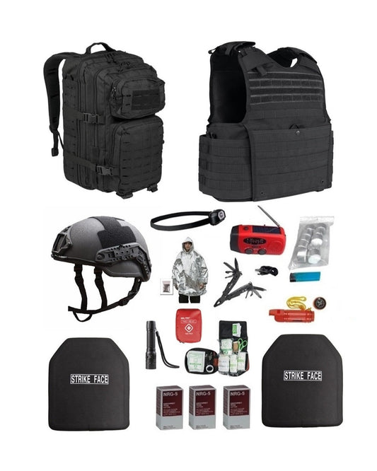 <tc>Kit d'urgence sac d'évacuation guerre pare balle classe 4 noir</tc>