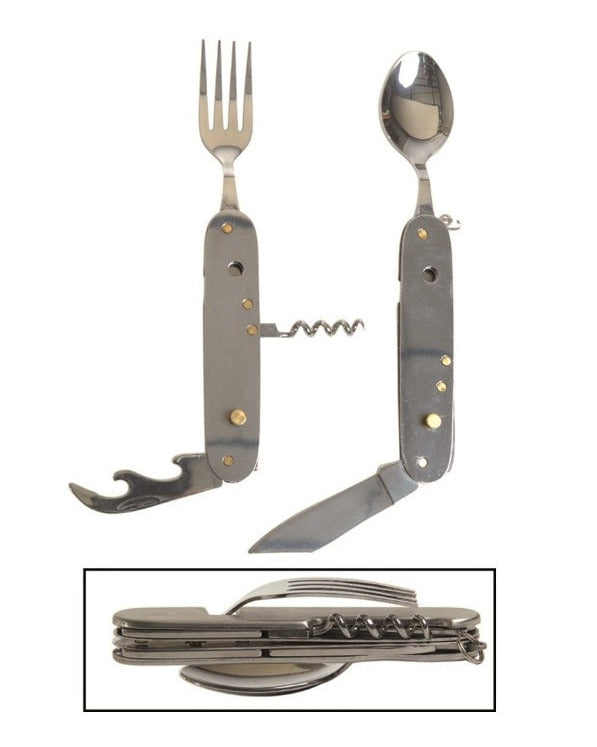 6 in 1 eetset zakmes blikopener met tasje