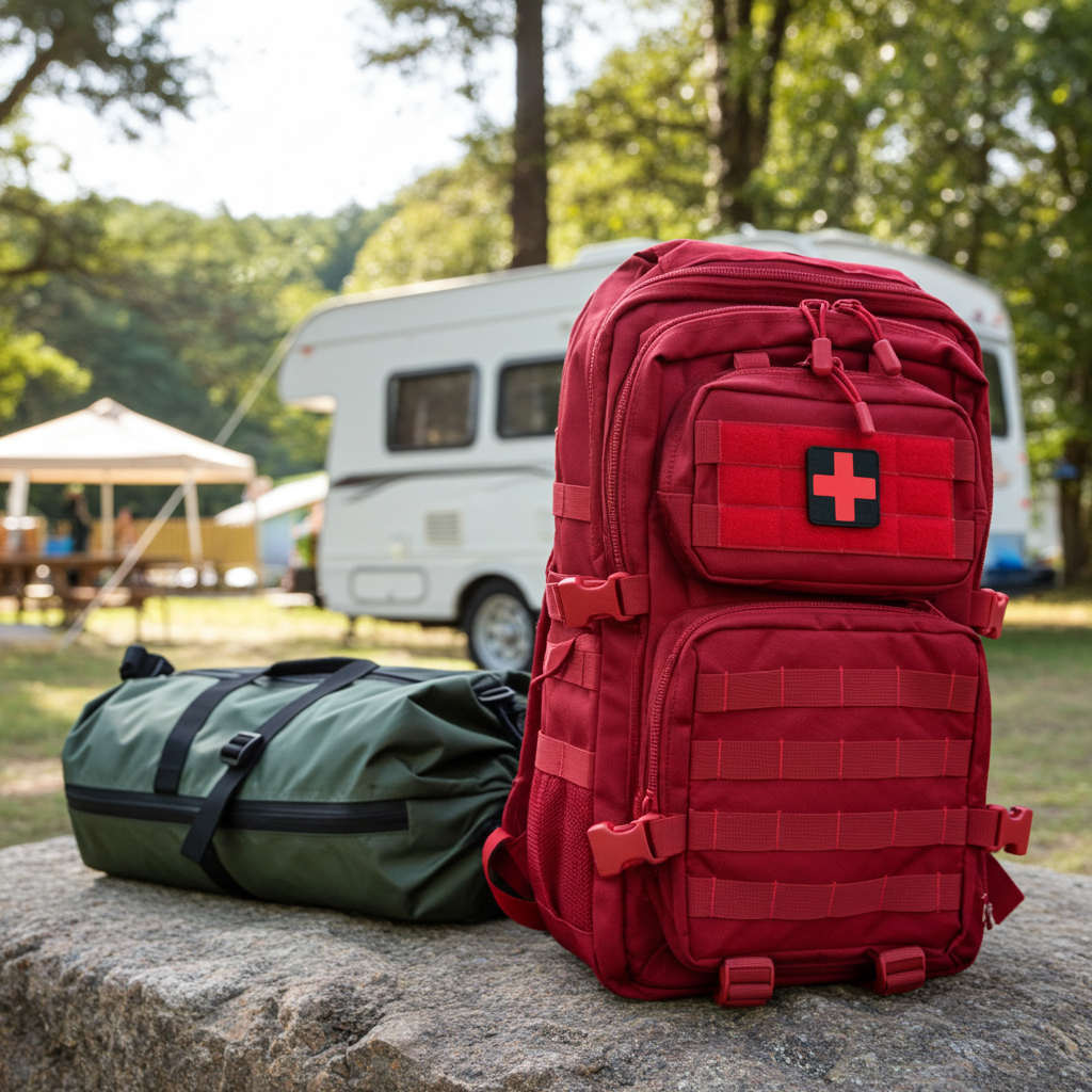 Alternative Red Emergency Backpack with Cross 72 Hour Survival