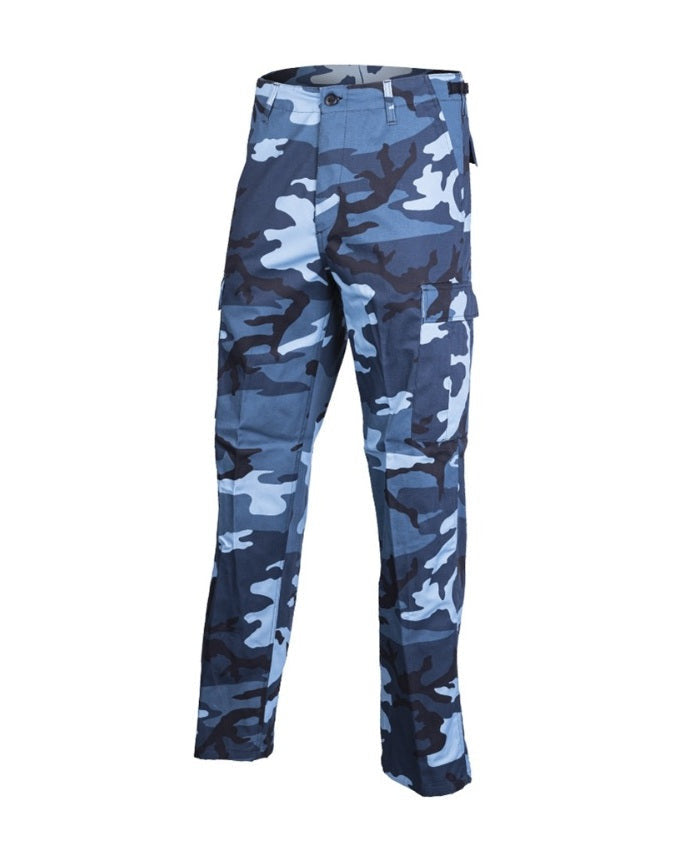 Hemelsblauw camouflage marine combat broek BDU ranger