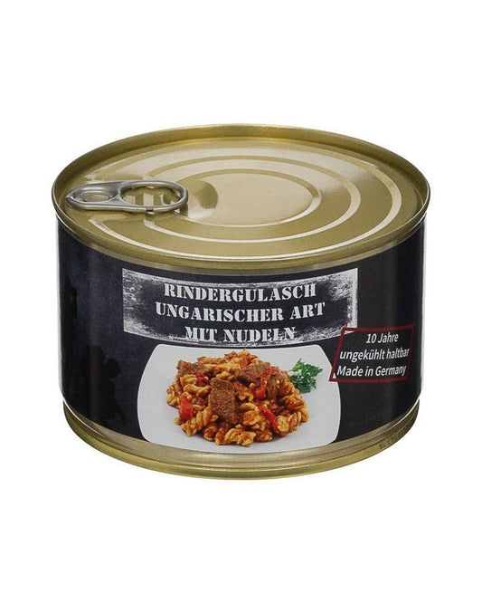 HU Beef Goulash met Noodles (400 g) noodvoedsel 10 jaar houdbaar.