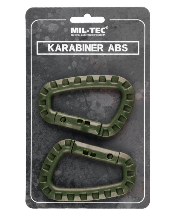 Karabijnhaken kunststof ABS oliv 8 cm 2 stuks