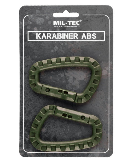 Karabijnhaken kunststof ABS oliv 8 cm 2 stuks