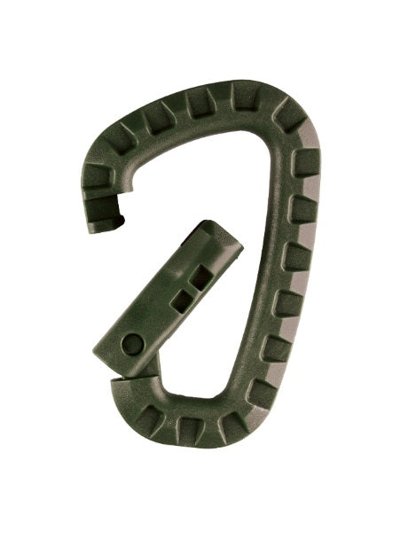 Karabijnhaken kunststof ABS oliv 8 cm 2 stuks