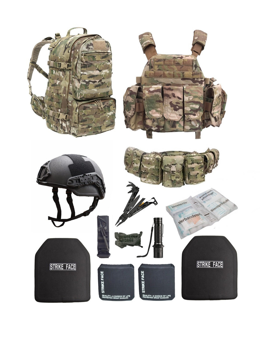 Noodpakket weerbaarheid Multicam klasse 4x4 Stand Alone militaire rugzak plate carrier