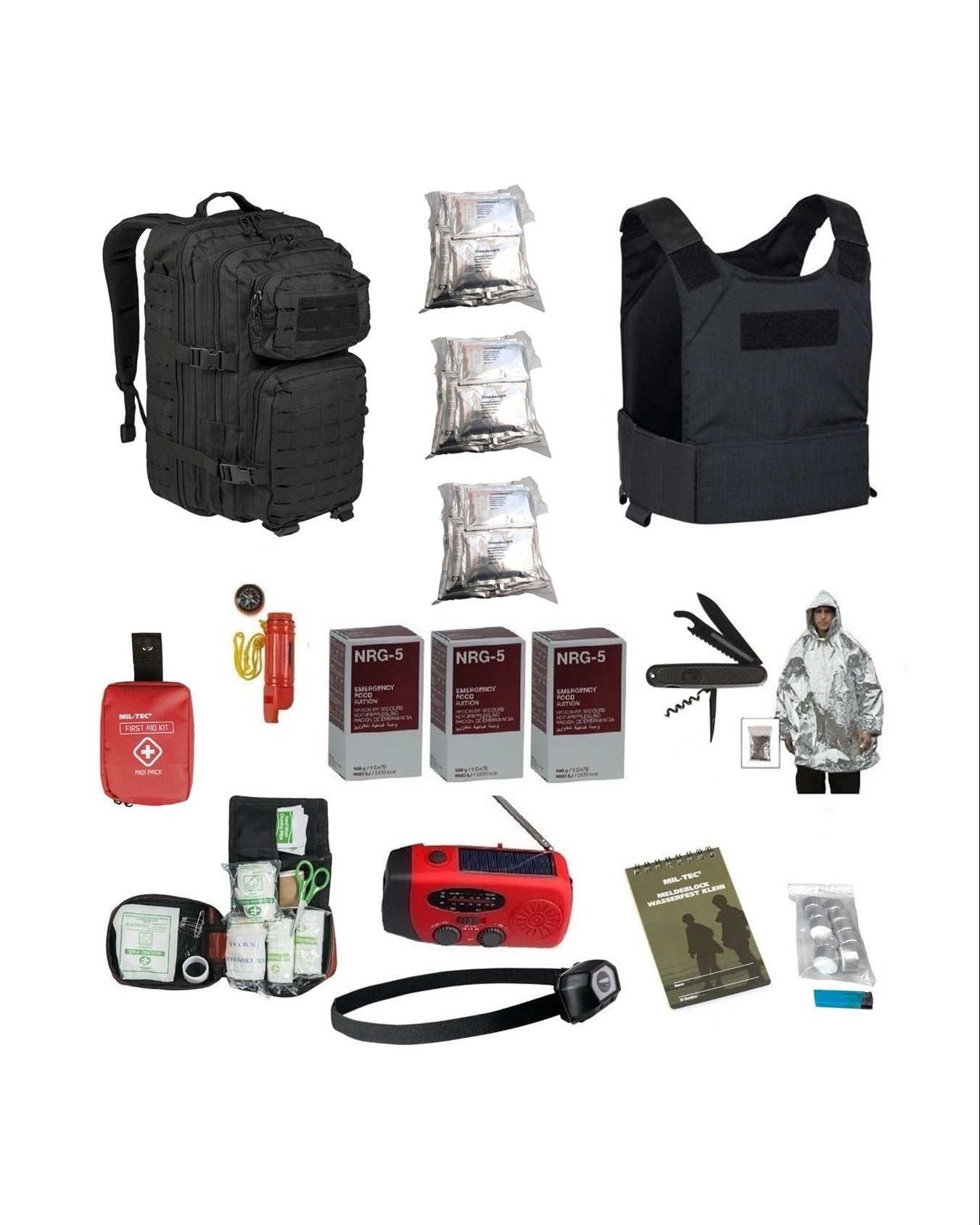 Noodpakket 72 uur discrete plate carrier klasse 4 zwart schietpartij Brussel