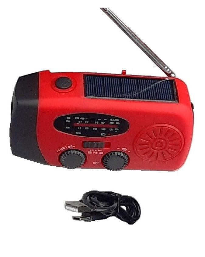 Noodradio 2000mAh zwengel en lamp klein model rood