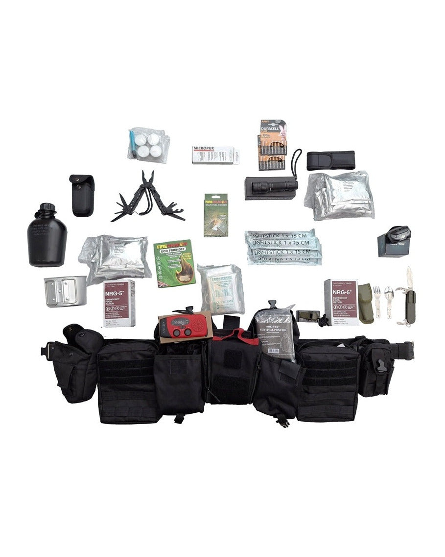 Noodpakket 72 uur survival riem compleet Large 110 cm gewatteerde PLB belt