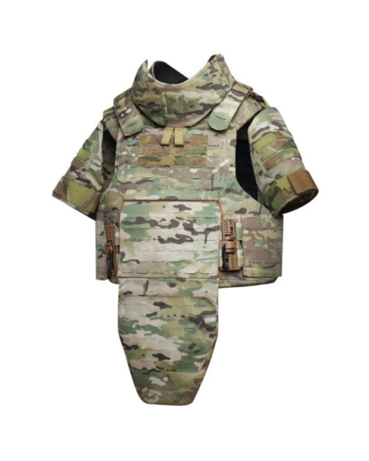 Multicam militaire scherf en kogelwerende lasercut vest 3a met extra nek,schouder, bovenarm en lies bescherming