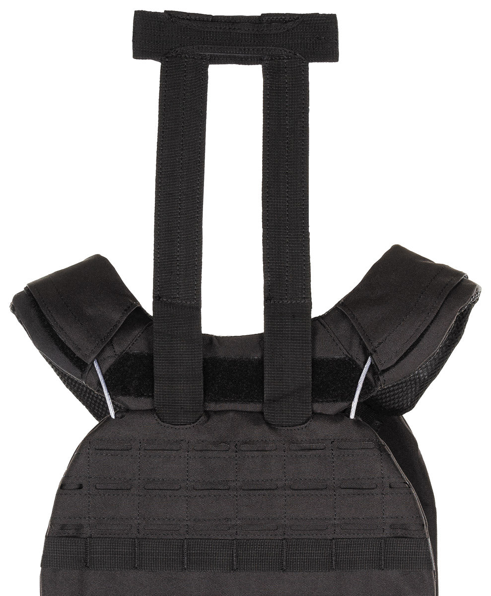 Tactische plate carrier hoes Laser MOLLE zwart en juk schoudervullingen