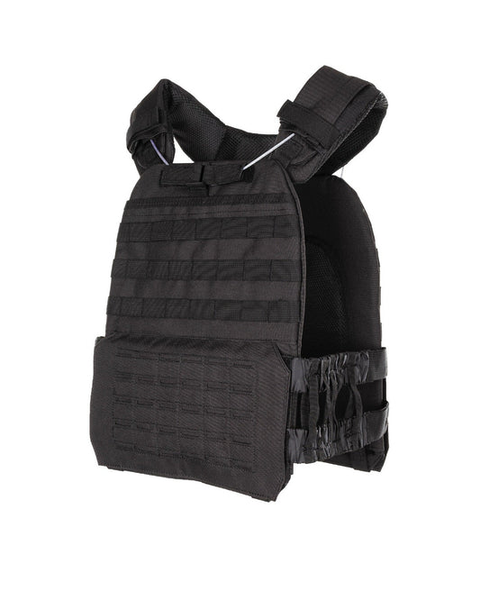 Tactische plate carrier hoes Laser MOLLE zwart en juk schoudervullingen