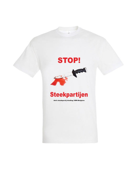 STOP steekpartijen witte protest T-shirt