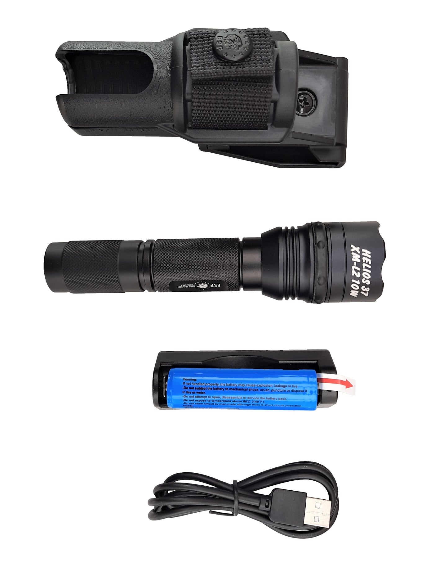 Police tactical ESP flashlight with holder rechargeable 760 Lumen