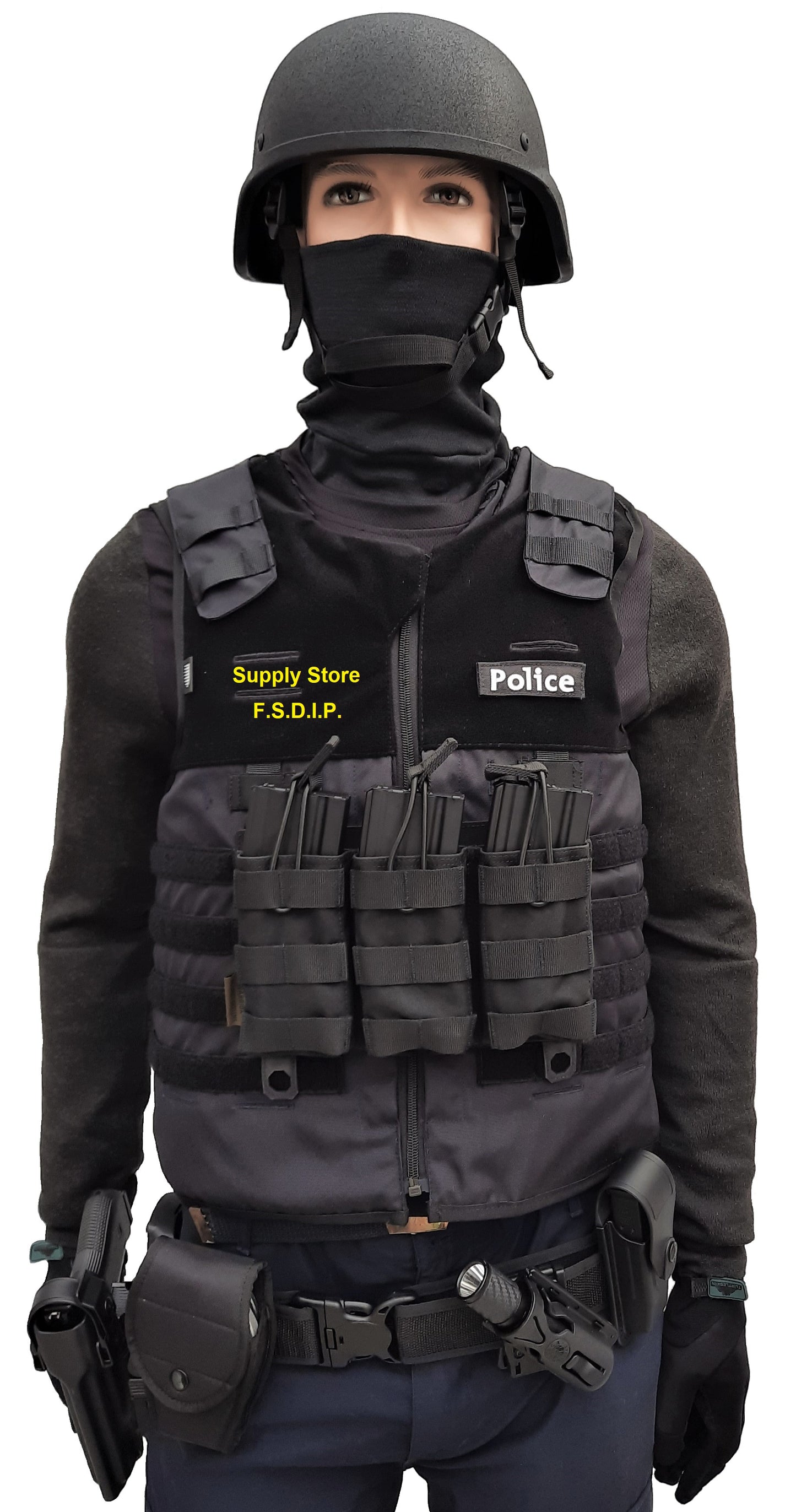 Kogelwerend vest politie België Molle H01-KR1 + NIJ-4 SA Sioen blauw