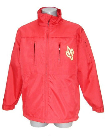 Snijbestendige regenjas rood voetbal rode jas drietand