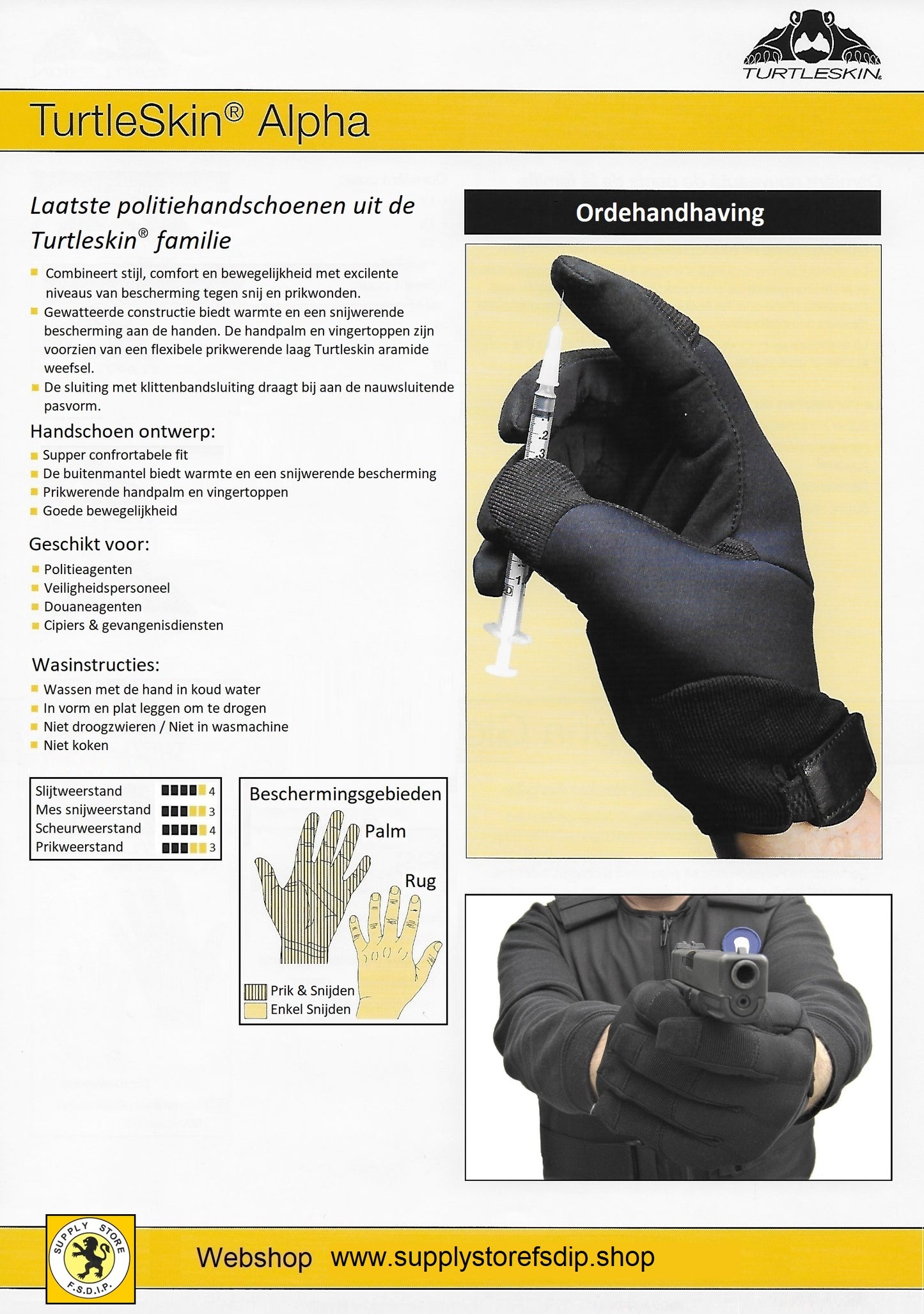 <tc>Gants
intervention police anti piqûre seringue Alpha coupure Turtleskin</tc>