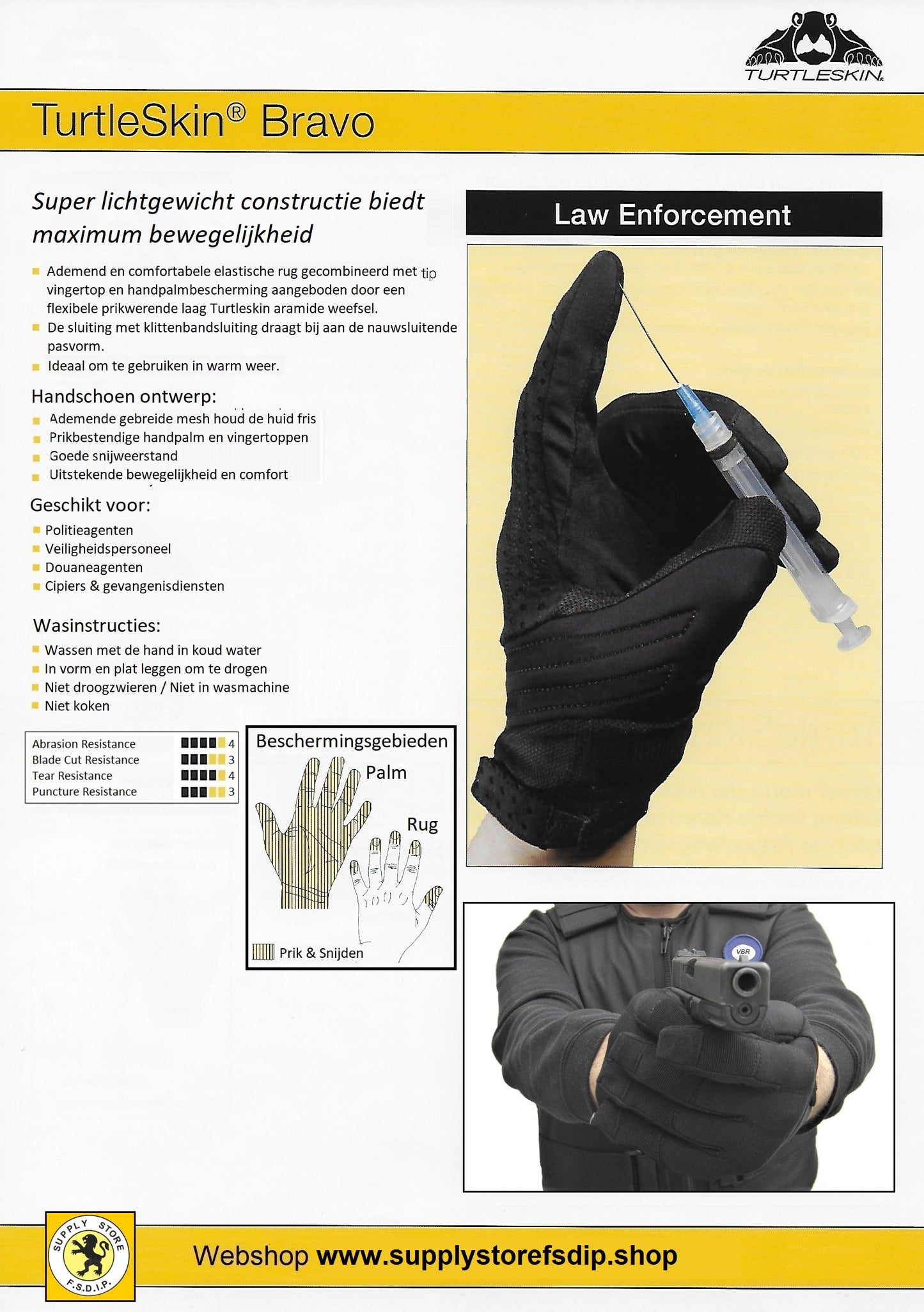 Policajné rukavice Bravo Turtleskin odolné voči ihlám a porezaniu