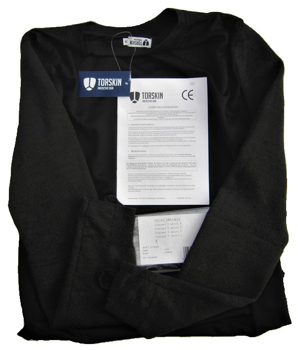 Snijbestendige en steekwerend TORSKIN T-shirt dubbele voorkant zwart 100K